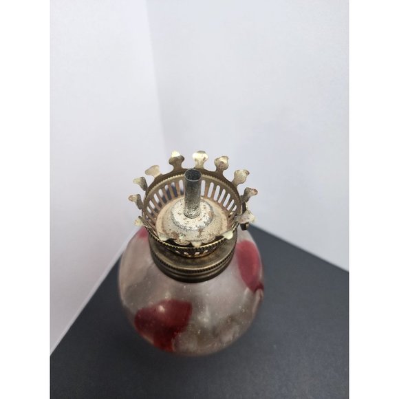 4 1/2” Vintage Kerosene Oil Lamp Antique, Chinese, Hong Kong Two Tone Red - Picture 4 of 8